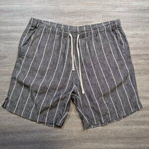 Alex Crane Men's Large Bo Shorts Linen Drawstring Lightweight Summer Chalk Black
